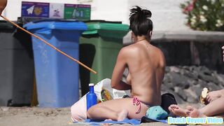 Hot Nudist Girl Topless showing boobs on nude beach 162