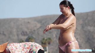 Hot Nudist Girl Topless showing boobs on nude beach 101