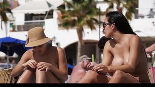 Hot Nudist Girl Topless showing boobs on nude beach 193