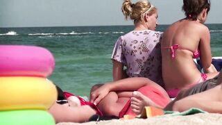 Hot Nudist Girl Topless showing boobs on nude beach 454