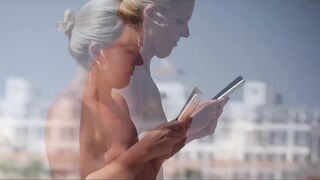 Hot Nudist Girl Topless showing boobs on nude beach 246