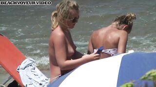 Hot Nudist Girl Topless showing boobs on nude beach 562