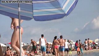 Hot Nudist Girl Topless showing boobs on nude beach 604