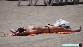 Hot Nudist Girl Topless showing boobs on nude beach 118