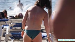 Hot Nudist Girl Topless showing boobs on nude beach 157