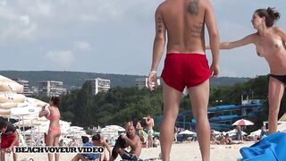 Hot Nudist Girl Topless showing boobs on nude beach 576