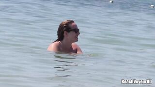 Hot Nudist Girl Topless showing boobs on nude beach 278