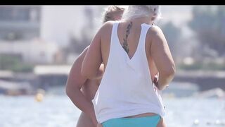 Hot Nudist Girl Topless showing boobs on nude beach 175