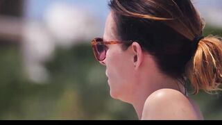 Hot Nudist Girl Topless showing boobs on nude beach 220