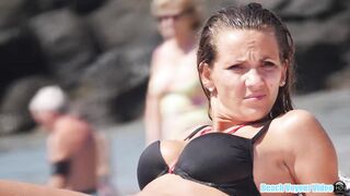 Hot Nudist Girl Topless showing boobs on nude beach 185