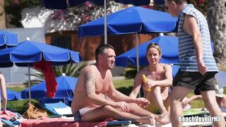 Hot Nudist Girl Topless showing boobs on nude beach 290