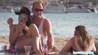 Hot Nudist Girl Topless showing boobs on nude beach 93