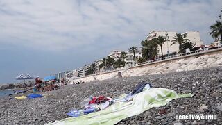 Hot Nudist Girl Topless showing boobs on nude beach 295