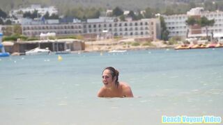 Hot Nudist Girl Topless showing boobs on nude beach 163