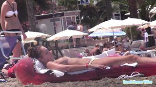 Hot Nudist Girl Topless showing boobs on nude beach 42