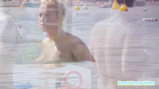 Hot Nudist Girl Topless showing boobs on nude beach 158