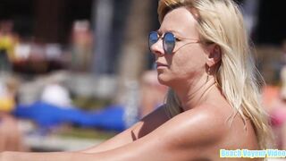 Hot Nudist Girl Topless showing boobs on nude beach 156