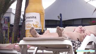 Hot Nudist Girl Topless showing boobs on nude beach 55