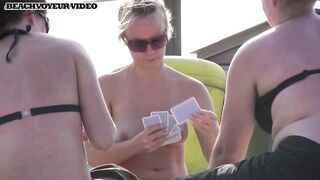 Hot Nudist Girl Topless showing boobs on nude beach 630