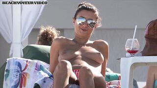 Hot Nudist Girl Topless showing boobs on nude beach 784