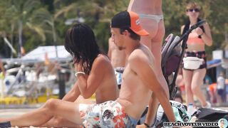 Sexy Nudist Babe Topless showing tits on nude beach 898