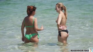 Sexy Nudist Babe Topless showing tits on nude beach 881