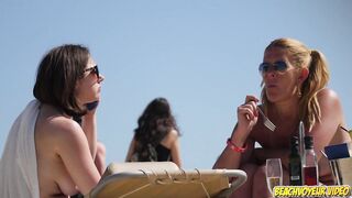 Sexy Nudist Babe Topless showing tits on nude beach 914