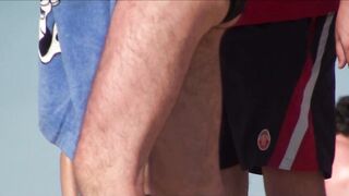 Sexy Nudist Babe Topless showing tits on nude beach 983