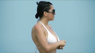 Sexy Nudist Babe Topless showing tits on nude beach 987