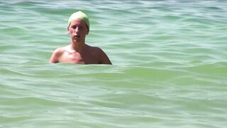 Sexy Nudist Babe Topless showing tits on nude beach 992