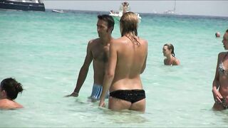 Sexy Nudist Babe Topless showing tits on nude beach 1013