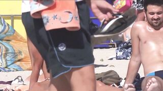 Sexy Nudist Babe Topless showing tits on nude beach 1034