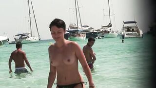 Juicy Nudist Girl Topless showing perfect boobs on nude beach in public 1067