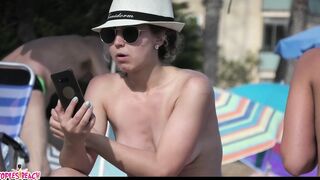 Juicy Nudist Girl Topless showing perfect boobs on nude beach in public 1235