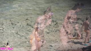 Juicy Nudist Girl Topless showing perfect boobs on nude beach in public 1291