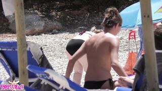 Juicy Nudist Girl Topless showing perfect boobs on nude beach in public 1358