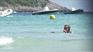 Juicy Nudist Girl Topless showing perfect boobs on nude beach in public 1073