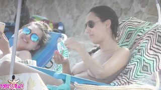 Juicy Nudist Girl Topless showing perfect boobs on nude beach in public 1303