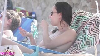 Juicy Nudist Girl Topless showing perfect boobs on nude beach in public 1303