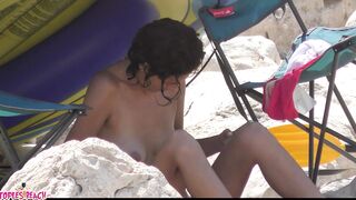 Juicy Nudist Girl Topless showing perfect boobs on nude beach in public 1175