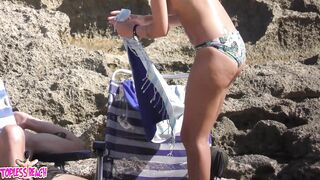 Juicy Nudist Girl Topless showing perfect boobs on nude beach in public 1349