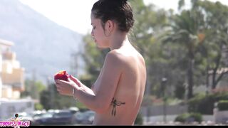 Juicy Nudist Girl Topless showing perfect boobs on nude beach in public 1254