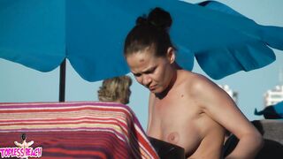 Juicy Nudist Girl Topless showing perfect boobs on nude beach in public 1342