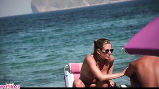 Juicy Nudist Girl Topless showing perfect boobs on nude beach in public 1223