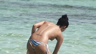 Juicy Nudist Girl Topless showing perfect boobs on nude beach in public 1049