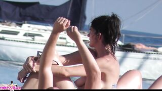 Juicy Nudist Girl Topless showing perfect boobs on nude beach in public 1247