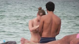 Juicy Nudist Girl Topless showing perfect boobs on nude beach in public 1161