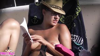 Juicy Nudist Girl Topless showing perfect boobs on nude beach in public 1280