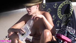 Juicy Nudist Girl Topless showing perfect boobs on nude beach in public 1280