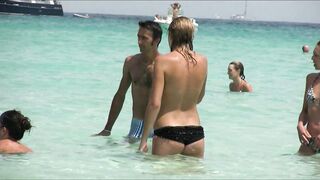 Juicy Nudist Girl Topless showing perfect boobs on nude beach in public 1013